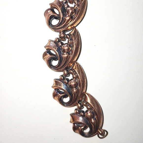 VINTAGE COPPER PARURE - NECKLACE, BRACELET, EARRINGS SET - Picture 8 of 12